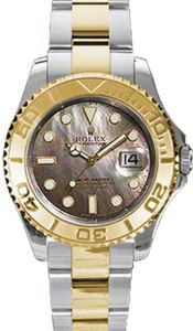 Rolex Yacht-Master 35 168623-BMOP Dark Mother of Pearl White Dial Yellow Gold Bezel Yellow Gold Stainless Steel Oyster - BRAND NEW
