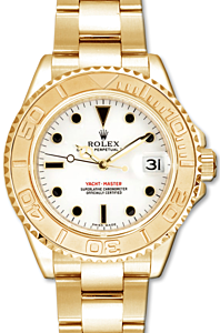 Rolex Yacht-Master 35 168628-WHT White Black Dial Yellow Gold Bezel Yellow Gold Oyster - BRAND NEW