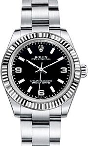 Rolex Oyster Perpetual 31 Ladies Midsize White Gold/Steel Black Arabic / Index Dial Fluted Bezel & Oyster Bracelet 177234 - BRAND NEW