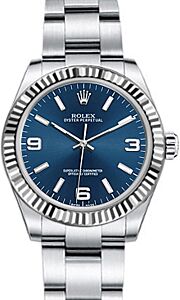 Rolex Oyster Perpetual 31 Ladies Midsize White Gold/Steel Blue Arabic / Index Dial Fluted Bezel & Oyster Bracelet 177234 - BRAND NEW