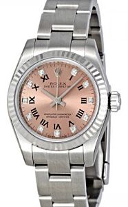 Rolex Oyster Perpetual 31 Ladies Midsize White Gold/Steel Pink Roman / Diamond Dial Fluted Bezel & Oyster Bracelet 177234 - BRAND NEW