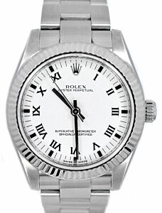 Rolex Oyster Perpetual 31 Ladies Midsize White Gold/Steel White Roman Dial Fluted Bezel & Oyster Bracelet 177234 - BRAND NEW