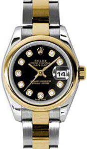 Rolex Lady-Datejust 26 179163-BLKDO Black Diamond Yellow Gold Stainless Steel Oyster - BRAND NEW