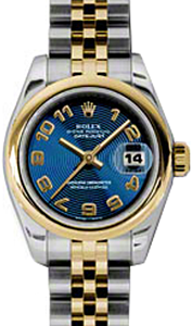 Rolex Lady-Datejust 26 179163-BLUCAJ Blue Concentric Circle Arabic Yellow Gold Stainless Steel Jubilee - BRAND NEW