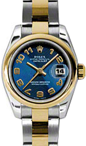 Rolex Lady-Datejust 26 179163-BLUCAO Blue Concentric Circle Arabic Yellow Gold Stainless Steel Oyster - BRAND NEW