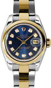 Rolex Lady-Datejust 26 179163-BLUDO Blue Diamond Yellow Gold Stainless Steel Oyster - BRAND NEW