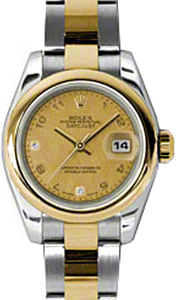 Rolex Lady-Datejust 26 179163-CGDMOPO Champagne Goldust Mother of Pearl Arabic Diamond 6 & 9 Yellow Gold Stainless Steel Oyster - BRAND NEW