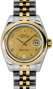Rolex Lady-Datejust 26 179163-CGMOPJ Champagne Goldust Mother of Pearl Arabic Diamond 6 & 9 Yellow Gold Stainless Steel Jubilee - BRAND NEW