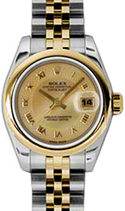 Rolex Lady-Datejust 26 179163-CHDMOPRJ Champagne Decorated Mother of Pearl Roman Yellow Gold Stainless Steel Jubilee - BRAND NEW