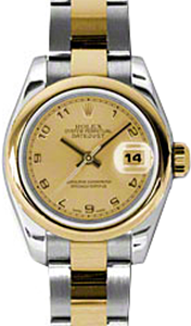 Rolex Lady-Datejust 26 179163-CHPAO Champagne Arabic Yellow Gold Stainless Steel Oyster - BRAND NEW