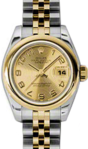 Rolex Lady-Datejust 26 179163-CHPCAJ Champagne Concentric Circle Arabic Yellow Gold Stainless Steel Jubilee - BRAND NEW