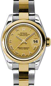 Rolex Lady-Datejust 26 179163-CHPRO Champagne Roman Yellow Gold Stainless Steel Oyster - BRAND NEW