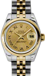 Rolex Lady-Datejust 26 179163-CHPSBRJ Champagne Sunbeam Roman Yellow Gold Stainless Steel Jubilee - BRAND NEW
