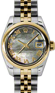 Rolex Lady-Datejust 26 179163-DMOPRJ Dark Mother of Pearl Roman Yellow Gold Stainless Steel Jubilee - BRAND NEW