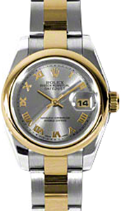 Rolex Lady-Datejust 26 179163-GRYRO Grey Roman Yellow Gold Stainless Steel Oyster - BRAND NEW