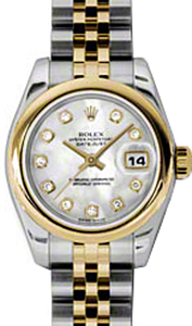 Rolex Lady-Datejust 26 179163-MOPDJ White Mother of Pearl Diamond Yellow Gold Stainless Steel Jubilee - BRAND NEW