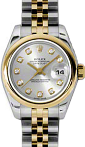 Rolex Lady-Datejust 26 179163-SLVDJ Silver Diamond Yellow Gold Stainless Steel Jubilee - BRAND NEW