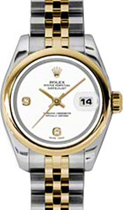 Rolex Lady-Datejust 26 179163-WHTADJ White Arabic 6 & 9 Set with Diamonds Yellow Gold Stainless Steel Jubilee - BRAND NEW