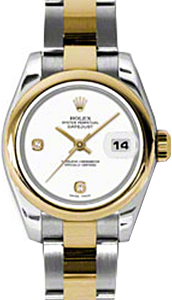 Rolex Lady-Datejust 26 179163-WHTADSO White Arabic 6 & 9 Set with Diamonds Yellow Gold Stainless Steel Oyster - BRAND NEW