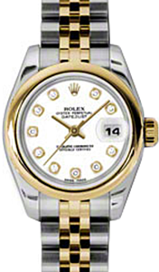Rolex Lady-Datejust 26 179163-WHTDJ White Diamond Yellow Gold Stainless Steel Jubilee - BRAND NEW