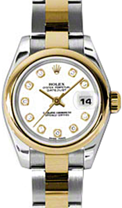 Rolex Lady-Datejust 26 179163-WHTDO White Diamond Yellow Gold Stainless Steel Oyster - BRAND NEW