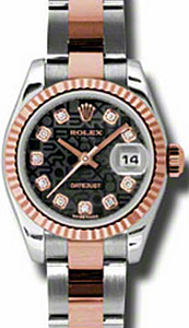 Rolex Lady-Datejust 26 179171-BLKAFO Black Jubilee Diamond Fluted Rose Gold Stainless Steel Oyster - BRAND NEW