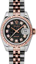 Rolex Lady-Datejust 26 179171-BLKJDJ Black Jubilee Diamond Fluted Rose Gold Stainless Steel Jubilee - BRAND NEW