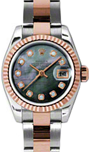 Rolex Lady-Datejust 26 179171-BMPRFO Dark Mother of Pearl Diamond Fluted Rose Gold Stainless Steel Oyster - BRAND NEW
