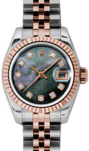 Rolex Lady-Datejust 26 179171-DMOPDJ Dark Mother of Pearl Diamond Fluted Rose Gold Stainless Steel Jubilee - BRAND NEW