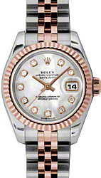 Rolex Lady-Datejust 26 179171-MOPDJ White Mother of Pearl Diamond Fluted Rose Gold Stainless Steel Jubilee - BRAND NEW