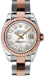 Rolex Lady-Datejust 26 179171-MOPDO White Mother of Pearl Diamond Fluted Rose Gold Stainless Steel Oyster - BRAND NEW