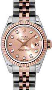 Rolex Lady-Datejust 26 179171-PCHDJ Pink Champagne Diamond Fluted Rose Gold Stainless Steel Jubilee - BRAND NEW