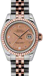 Rolex Lady-Datejust 26 179171-PGDMOPDJ Pink Goldust Mother of Pearl Arabic with Diamond 6 & 9 Fluted Rose Gold Stainless Steel Jubilee - BRAND NEW