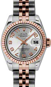 Rolex Lady-Datejust 26 179171-SLVCAJ Silver Concentric Circle Arabic Fluted Rose Gold Stainless Steel Jubilee - BRAND NEW