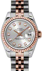 Rolex Lady-Datejust 26 179171-SLVDJ Silver Diamond Dial Fluted Rose Gold Stainless Steel Jubilee - BRAND NEW