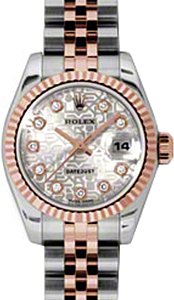 Rolex Lady-Datejust 26 179171-SLVJDJ Silver Jubilee Diamond Fluted Rose Gold Stainless Steel Jubilee - BRAND NEW