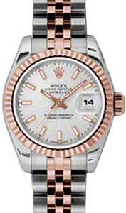 Rolex Lady-Datejust 26 179171-SLVSJ Silver Index Fluted Rose Gold Stainless Steel Jubilee - BRAND NEW
