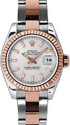 Rolex Lady-Datejust 26 179171-SLVSO Silver Index Fluted Rose Gold Stainless Steel Oyster - BRAND NEW