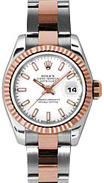 Rolex Lady-Datejust 26 179171-WHTSO White Index Fluted Rose Gold Stainless Steel Oyster - BRAND NEW