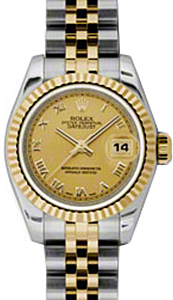 Rolex Lady-Datejust 26 179173-CHPRJ Champagne Roman Fluted Yellow Gold Stainless Steel Jubilee - BRAND NEW