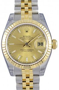 Rolex Lady-Datejust 26 179173-CHPSJ Champagne Index Fluted Yellow Gold Stainless Steel Jubilee - BRAND NEW