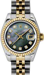 Rolex Lady-Datejust 26 179173-DMOPDJ Dark Mother of Pearl Diamond Fluted Yellow Gold Stainless Steel Jubilee - BRAND NEW