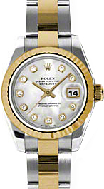 Rolex Lady-Datejust 26 179173-MOPDO White Mother of Pearl Diamond Fluted Yellow Gold Stainless Steel Oyster - BRAND NEW