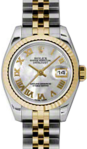 Rolex Lady-Datejust 26 179173-MOPRJ White Mother of Pearl Roman Fluted Yellow Gold Stainless Steel Jubilee - BRAND NEW