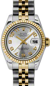 Rolex Lady-Datejust 26 179173-SLVCAJ Silver Arabic Concentric Circles Fluted Yellow Gold Stainless Steel Jubilee - BRAND NEW