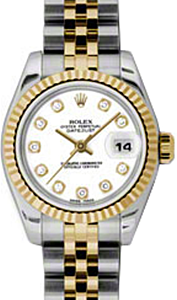 Rolex Lady-Datejust 26 179173-WHTDJ White Diamond Fluted Yellow Gold Stainless Steel Jubilee - BRAND NEW