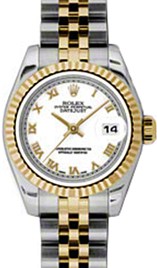 Rolex Lady-Datejust 26 179173-WHTRFJ White Roman Fluted Yellow Gold Stainless Steel Jubilee - BRAND NEW