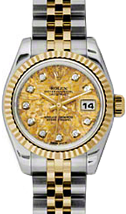 Rolex Lady-Datejust 26 179173-YGCDJ Yellow Gold Crystal Diamond Fluted Yellow Gold Stainless Steel Jubilee - BRAND NEW