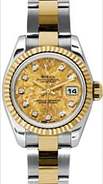 Rolex Lady-Datejust 26 179173-YGCDO Yellow Gold Crystal Diamond Fluted Yellow Gold Stainless Steel Oyster - BRAND NEW