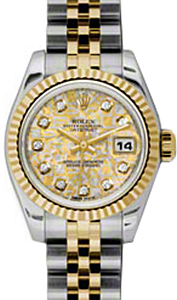 Rolex Lady-Datejust 26 179173-YGGJCDJ Yellow Gold & Grey Jubilee Crystal Dial with Diamonds Fluted Yellow Gold Stainless Steel Jubilee - BRAND NEW